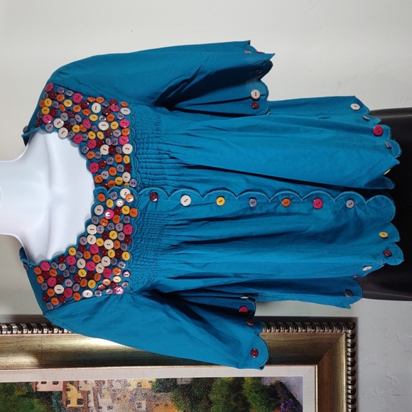 Hippy Indy Embellished Button Front Top - Picture 1 of 7